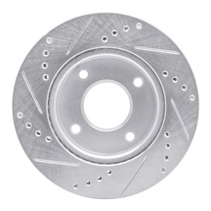 Nissan TIIDA Brake Rotor (1) - Front Right - R1 Concepts - Drilled & Slotted - Silver - `07-`17
